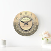 Gouden Damast Swirls 25e bruiloft Jubileum Grote Klok (Huis)