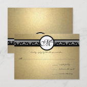 Gouden Damast Wervelende Trouwuitnodiging 5x7 RSVP Kaartje (Voorkant / Achterkant)