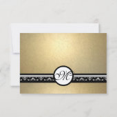 Gouden Damast Wervelende Trouwuitnodiging 5x7 RSVP Kaartje (Achterkant)