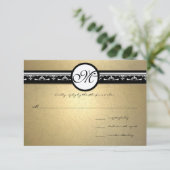 Gouden Damast Wervelende Trouwuitnodiging 5x7 RSVP Kaartje (Staand voorkant)