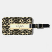  gouden damast wervelingen bagagelabel (Voorkant horizontaal)