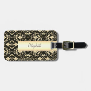  gouden damast wervelingen bagagelabel