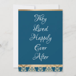 Gouden Damast Witte Schrift Blauwe Happily Ever Tr Bedankkaart