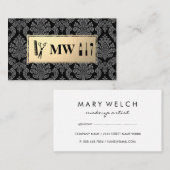 Gouden Damastpatroon met Monogram Afsprakenkaartje (Voorkant / Achterkant)