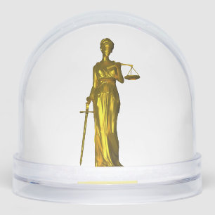 Gouden Dame Justitia op Wit Sneeuwbol
