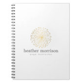 GOUDEN DANDELION STARBURST LOGO OP WIT NOTITIEBOEK (Voorkant)