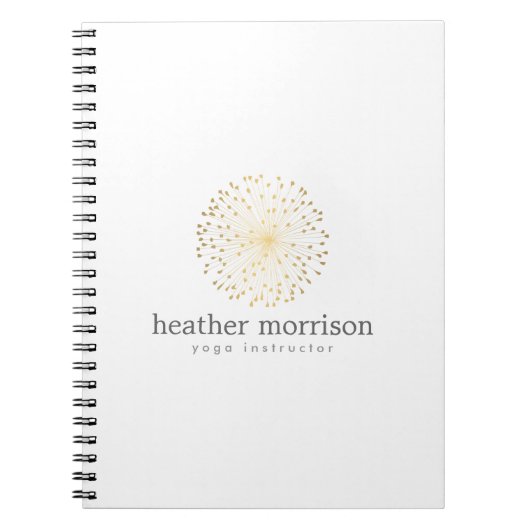 GOUDEN DANDELION STARBURST LOGO OP WIT NOTITIEBOEK (Voorkant)