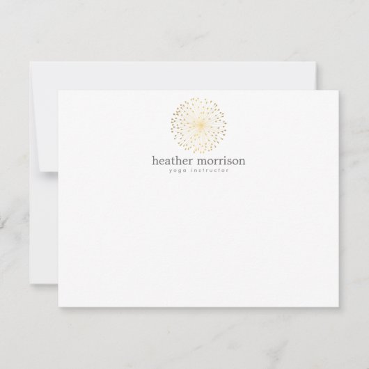 GOUDEN DANDELION STARBURST LOGO op WITTE Notecard Notitiekaartje (Voorkant)