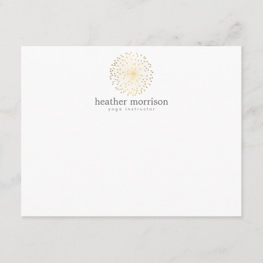 GOUDEN DANDELION STARBURST LOGO op WITTE Notecard Notitiekaartje (Voorkant)