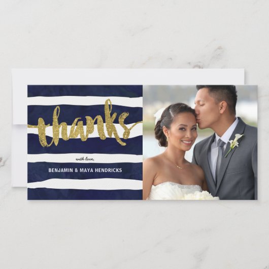Gouden Dank Streep Huwelijksfoto Bedankt (Voorkant)