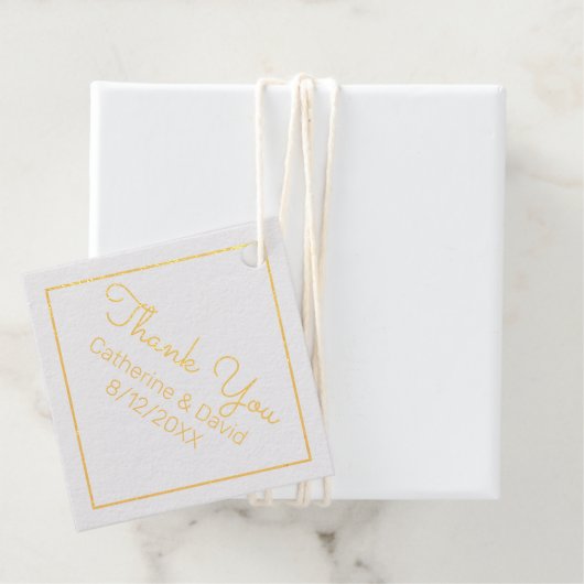 Gouden dank u bruiloft bedankjes labels (Met doos)