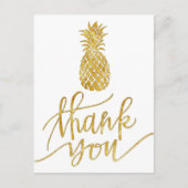 Gouden dank u kalligrafie ananas briefkaart (Voorkant)