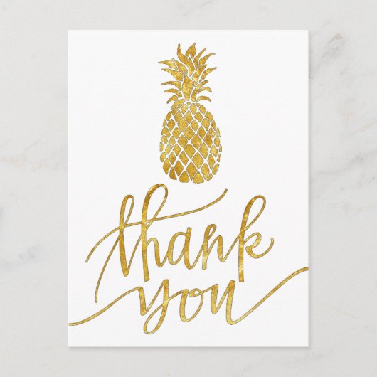 Gouden dank u kalligrafie ananas briefkaart (Voorkant)
