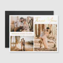 gouden dank voor 3 foto ' s collage bruiloft magne