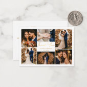gouden dank voor 6 foto ' s collage bruiloft notitiekaartje (Voorkant / Achterkant in situ)