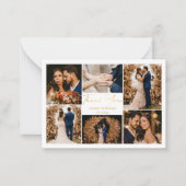 gouden dank voor 6 foto ' s collage bruiloft notitiekaartje (Voorkant)