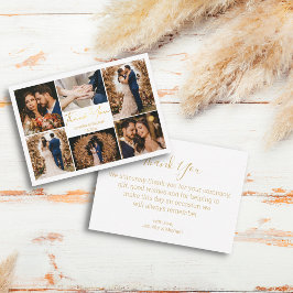 gouden dank voor 6 foto ' s collage bruiloft notitiekaartje