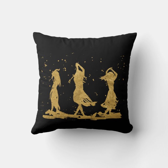 Gouden Dansende Heksen Kussen (Achterkant)