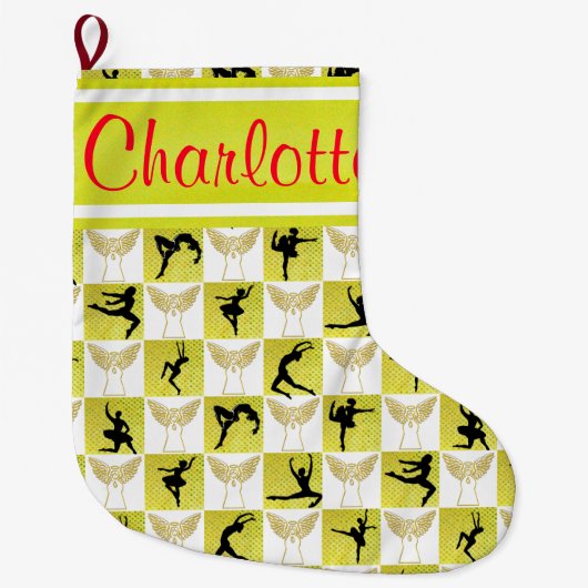 GOUDEN DANSER ANGEL GEPERSONALISEERDE KERSTKOUS GROTE KERSTSOK (Voorkant)