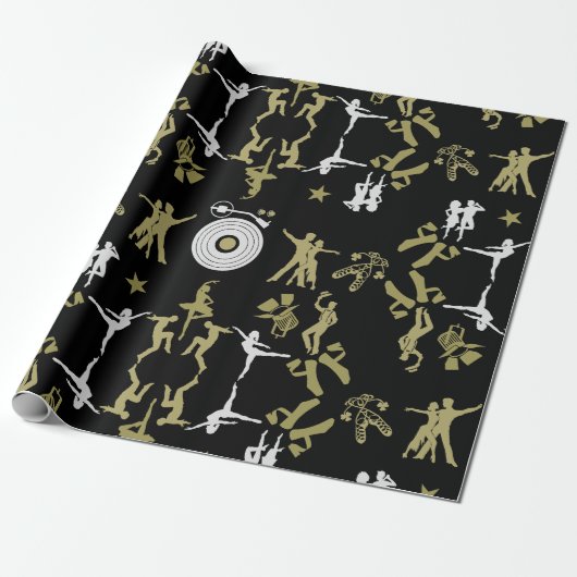 Gouden Danser Patroon Home Decor Cadeaupapier (Uitgerold)