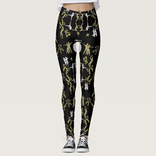 Gouden Danser Patroon Home Decor Leggings (Voorkant)