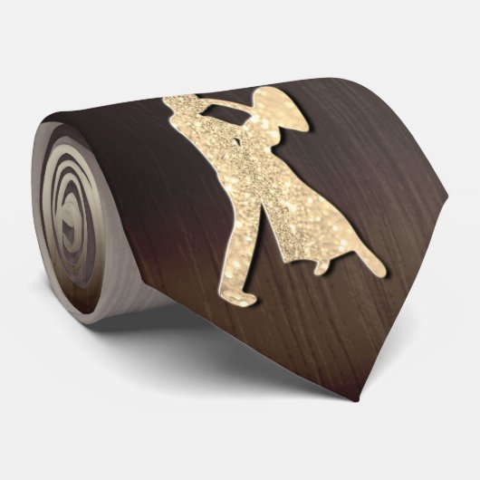 Gouden dansers Silhouetten ( faux glitter ) Stropdas (Opgerold)