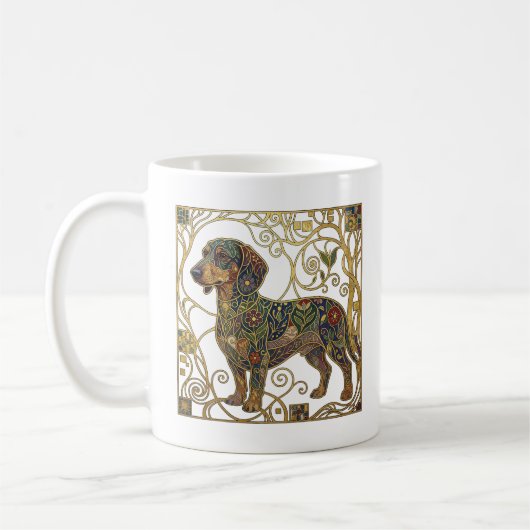 Gouden Das-Hond: Weense Secession-Dachshond Koffiemok (Links)