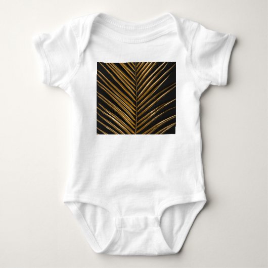 Gouden Datum Palm: Minimalistische zwarte achtergr Romper (Voorkant)