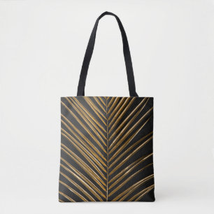 Gouden Datum Palm: Minimalistische zwarte achtergr Tote Bag