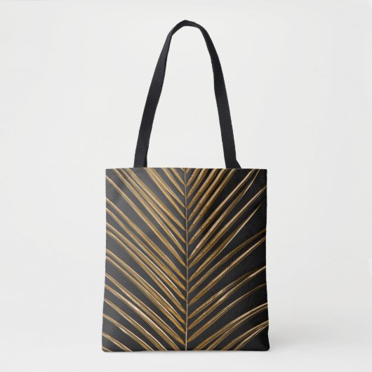 Gouden Datum Palm: Minimalistische zwarte achtergr Tote Bag (Voorkant)
