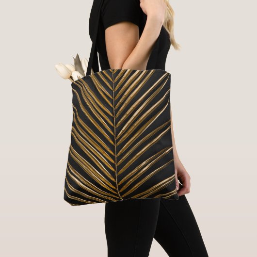 Gouden Datum Palm: Minimalistische zwarte achtergr Tote Bag (Dichtbij)