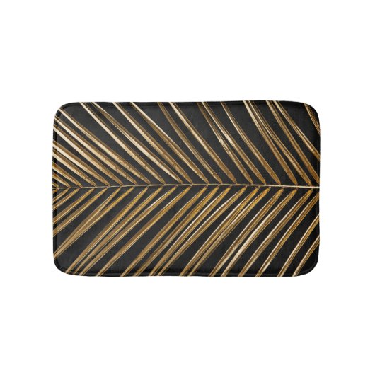 Gouden Datum Palmblad: Zwart Minimalistisch Badmat (Voorkant)