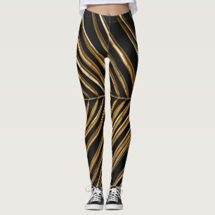 Gouden Datum Palmblad: Zwart Minimalistisch Leggings