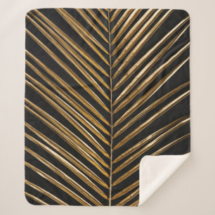 Gouden Datum Palmblad: Zwart Minimalistisch Sherpa Deken