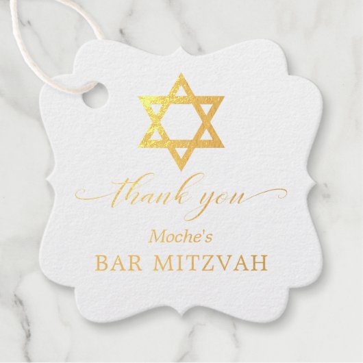 Gouden Davidster Bar Mitzvah Jongen Bedankt Bedankjes Labels (Voorkant)