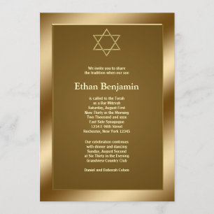 Gouden Davidster Bar Mitzvah Kaart
