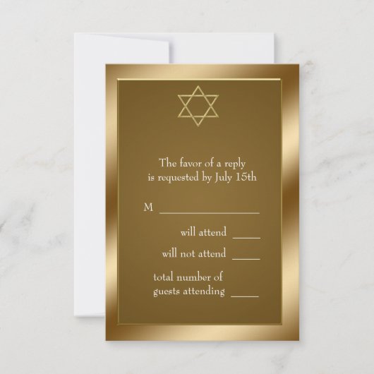 Gouden Davidster RSVP Kaartje (Voorkant)
