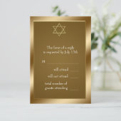 Gouden Davidster RSVP Kaartje (Staand voorkant)