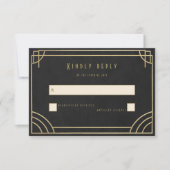 Gouden Deco bruiloft RSVP Kaartje (Voorkant)