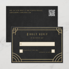 Gouden Deco bruiloft RSVP Kaartje