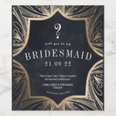 Gouden deco grens bruidsmeisjes voorstel wijn etiket (Enkel label)