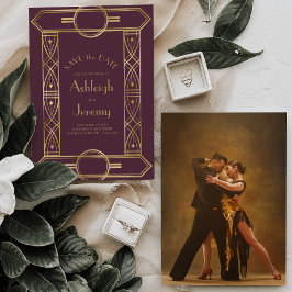 Gouden  Deco Lijst Bourgondië Foto bruiloft Save The Date
