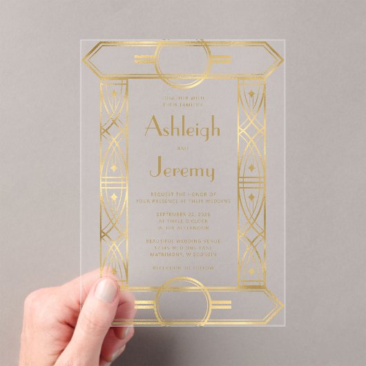 Gouden  Deco Lijst bruiloft Acryl Uitnodigingen (Insitu (Draagbaar))