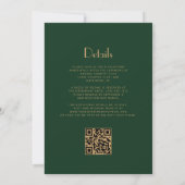 Gouden  Deco Lijst Donkergroen QR Code Huwelijk Kaart (Achterkant)