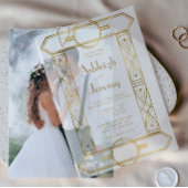 Gouden  Deco Lijst Witte bruiloft Vellum Uitnodigingen