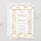 Gouden  Deco Lijst Witte QR Code Huwelijk Kaart (Voorkant)