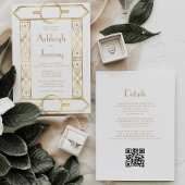 Gouden  Deco Lijst Witte QR Code Huwelijk Kaart