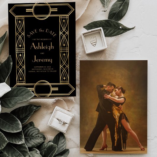 Gouden  Deco Lijst Zwart Fotobruiloft Save The Date