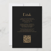 Gouden  Deco Lijst Zwart QR Code Huwelijk Kaart (Achterkant)