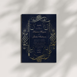 Gouden Deco Ornament Huwelijk Folie Uitnodiging